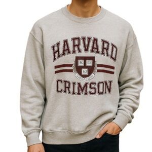 VINTAGE Harvard University Veritas Sheild Crimson Graphic Logo Sweatshirt Size L